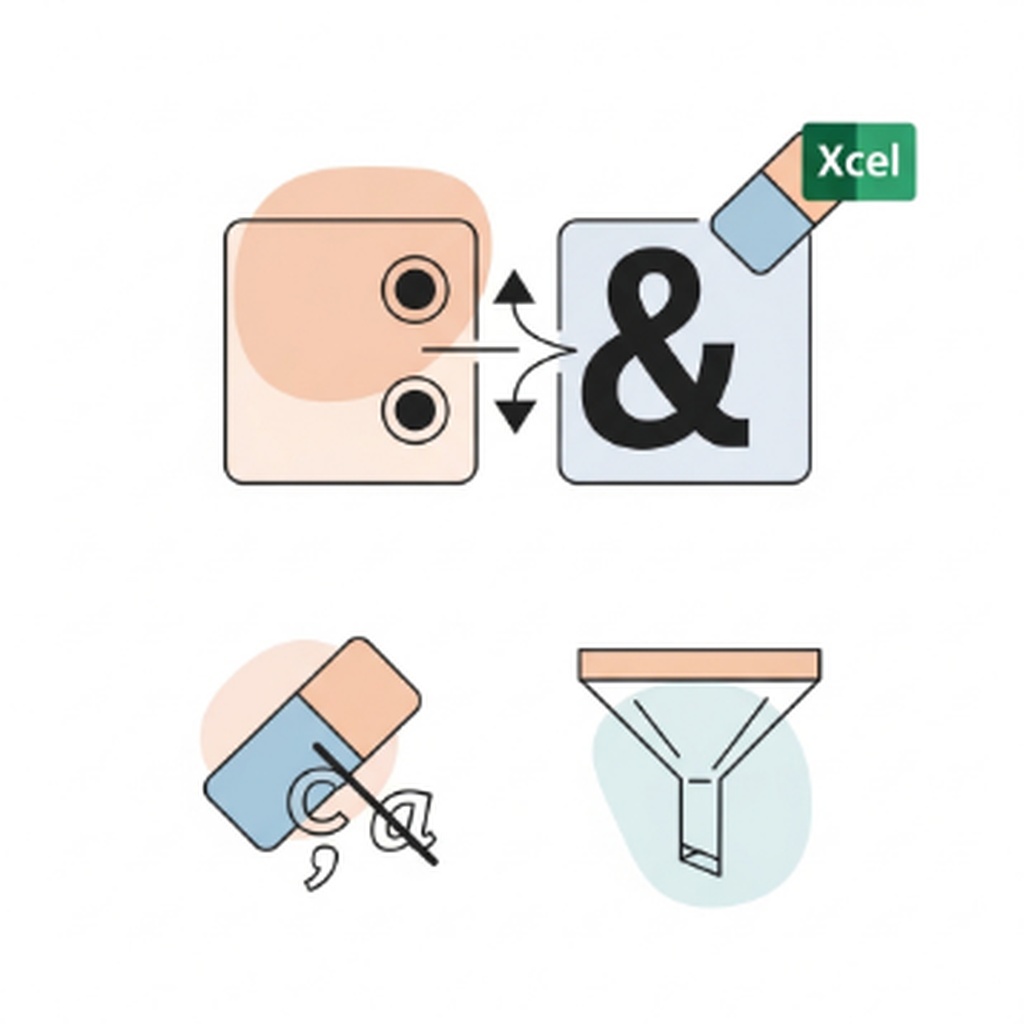 엑셀 셀 내용 합치기 및 특정 문자 한꺼번에 제거하는 방법