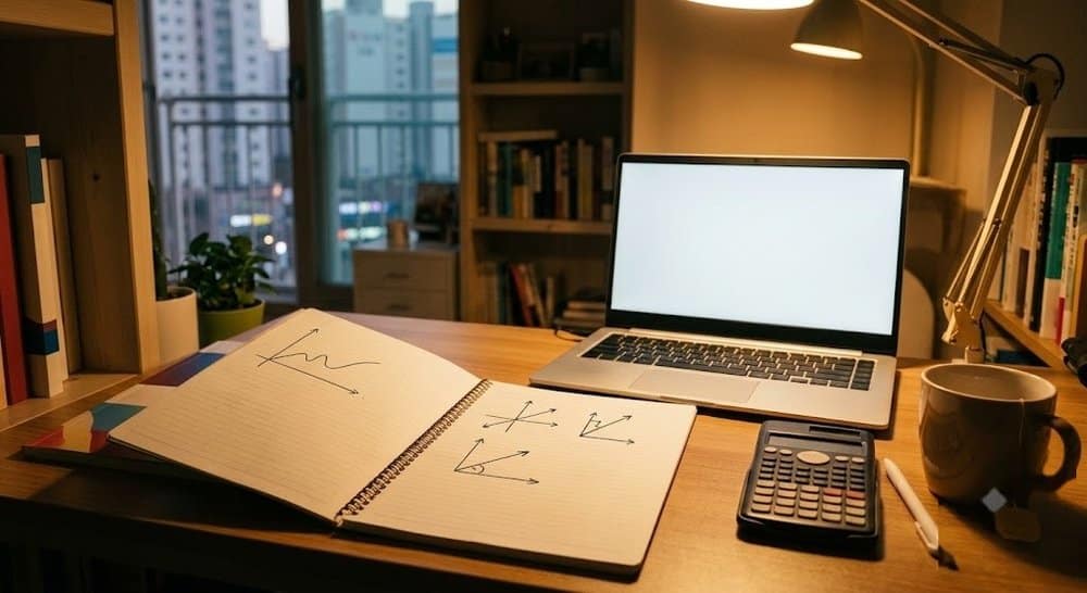 연금저축 세액공제 금액을 계산하는 책상과 계산기