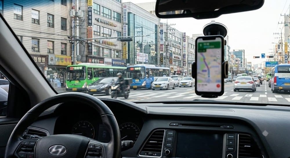자동차 계기판과 스마트폰 보험 앱 화면