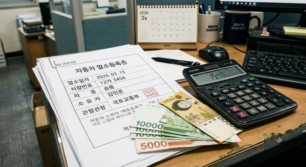 모닝 폐차 보상금 계산에 필요한 말소등록 서류와 계산기
