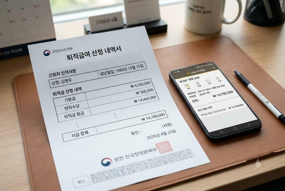 근로자퇴직급여 보장법 문서와 IRP 계좌 내역
