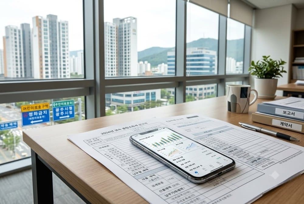 스마트폰 화면과 퇴직소득세 계산 문서