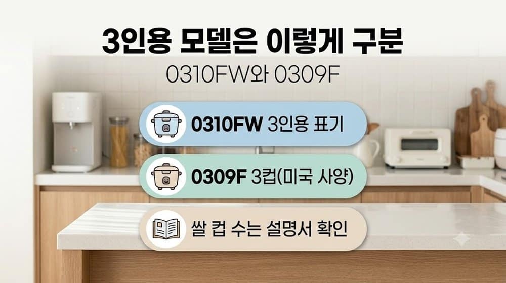 쿠쿠 3인용 모델 구분 인포그래픽