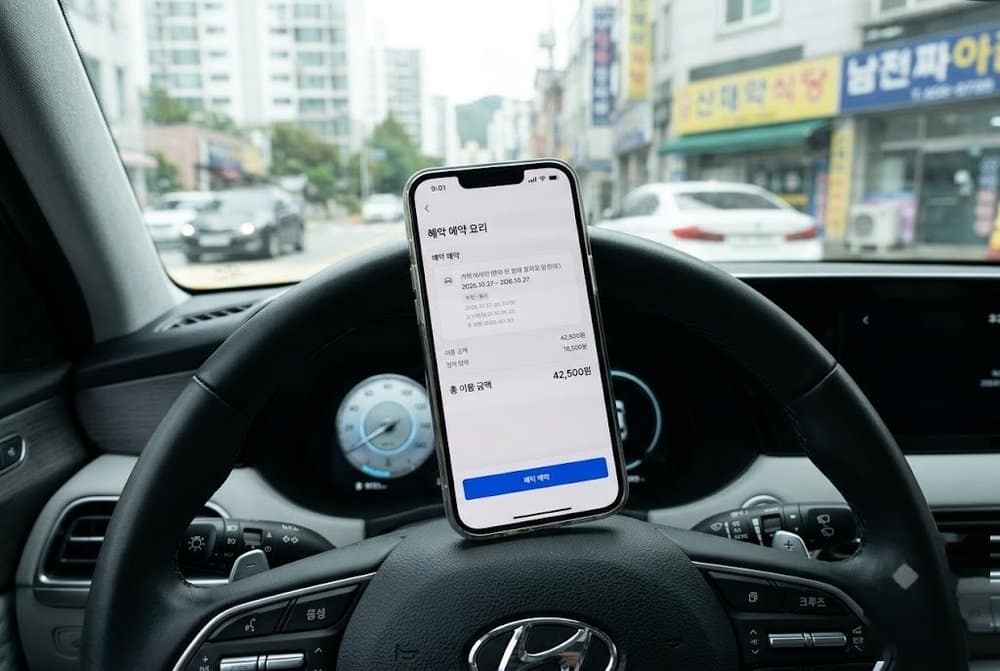 스마트폰 화면에 표시된 카셰어링 총 결제 요금