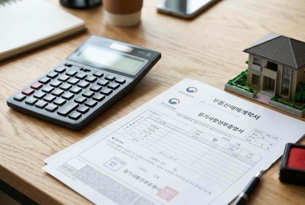 주택연금 계산기와 관련 서류 모형