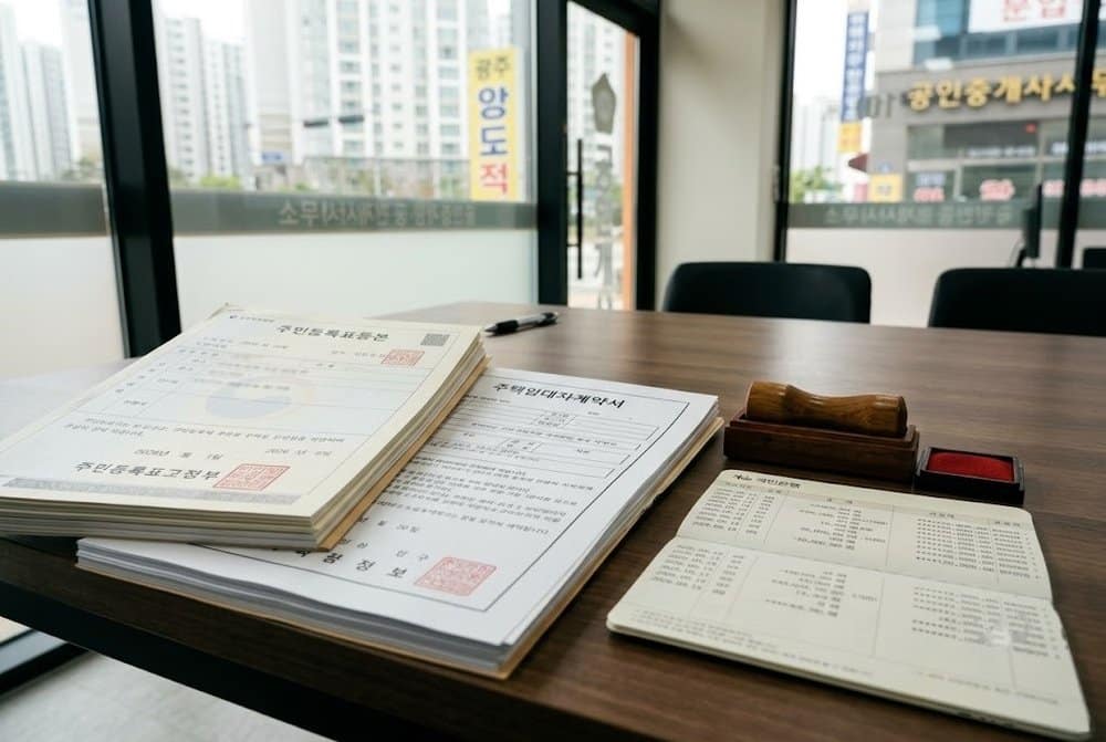 도장과 함께 준비된 확정일자부 임대차계약서