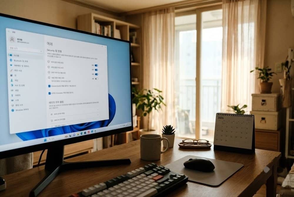 Windows 보안 설정 변경 화면