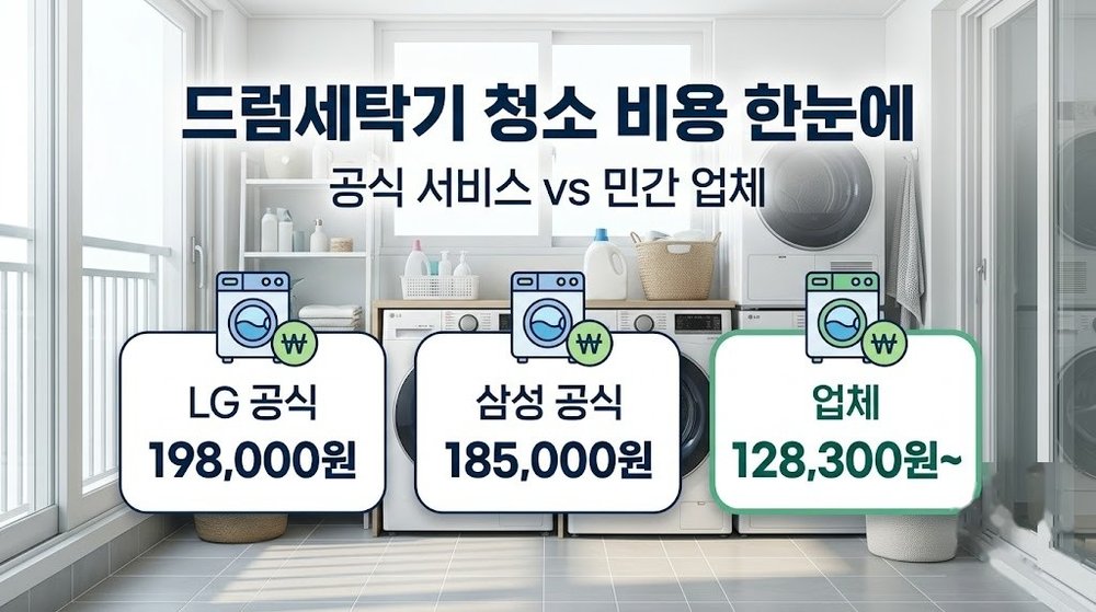 드럼세탁기 청소 비용 비교 인포그래픽